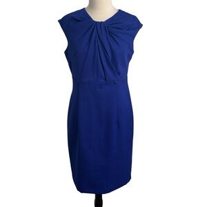 Evan-Picone Dress Women's Capped Sleeve Twisted Neckline, Midi Sheath, Size 12